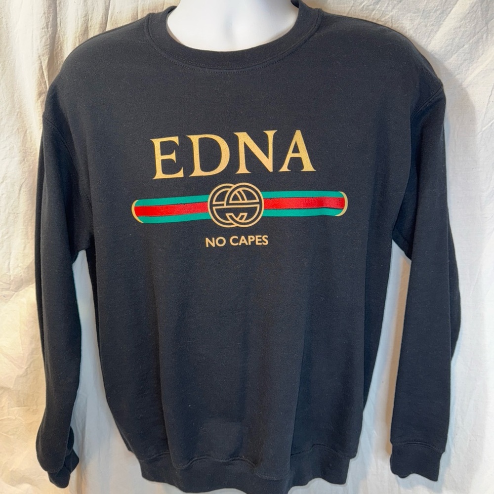 Brand New The Lost Bros Edna Mode Incredibles Graphic Fashion Sweatshirt Sz Med